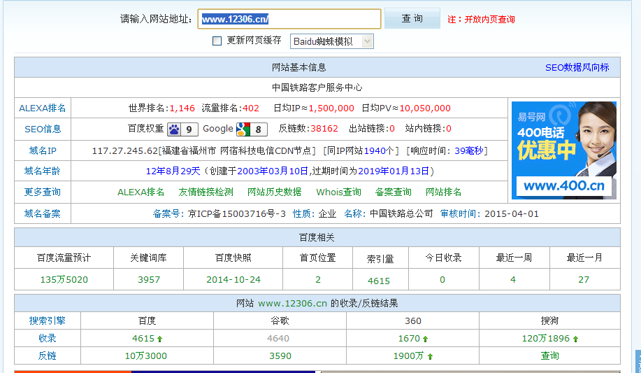 12306告訴我們:用戶需求才是真理(圖2) 12306的網(wǎng)站概況參考